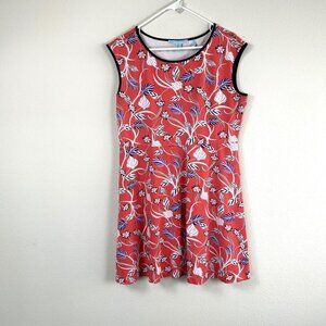 Draper James Dress Womens Size L Red Blue Floral Ponte Stretch DRK0439 Patriotic
